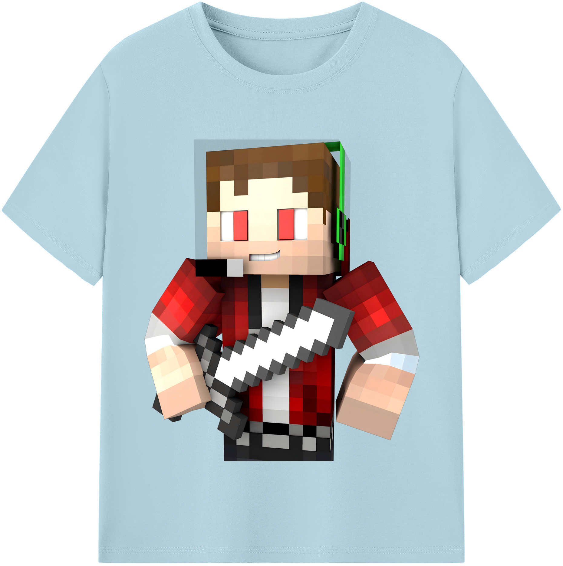（画像用） マインクラフト ブロックの世界 Minecraft MC Block world 綿100％半袖Tシャツ（フロントプリント）
